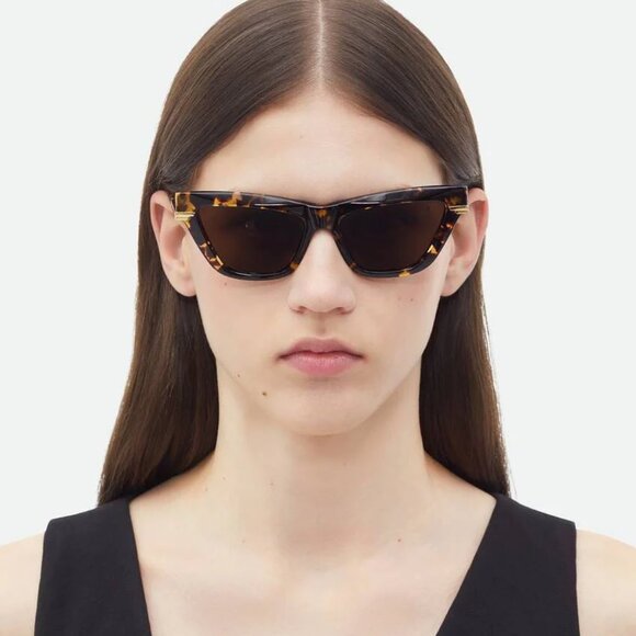 NEW BOTTEGA VENETA BV1241S 002 SUNGLASSES WOMEN HAVANA CAT EYEY EYEWEAR - Picture 1 of 13